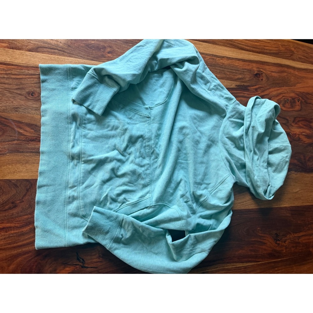 LL Bean Women XL Seafoam Green Cowl Neck Pullover Sweatshirt Thumbholes 290312 - Picture 9 of 13
